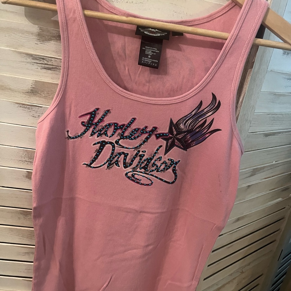 Harley-Davidson Pink Embellished Tank Top